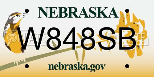 W848SB Nebraska License Plate
