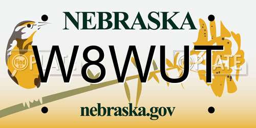 W8WUT Nebraska License Plate