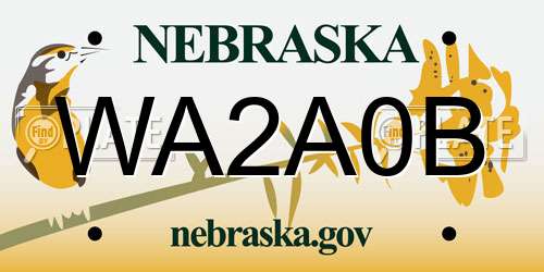 WA2A0B Nebraska License Plate