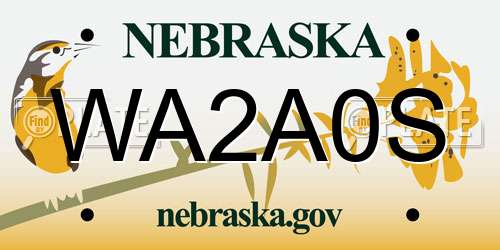 WA2A0S Nebraska License Plate