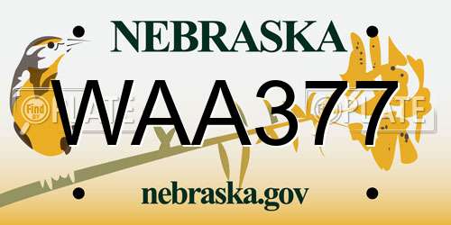 WAA377 Nebraska License Plate