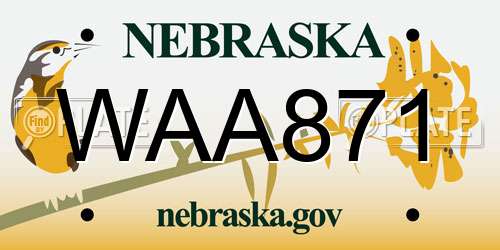 WAA871 Nebraska License Plate