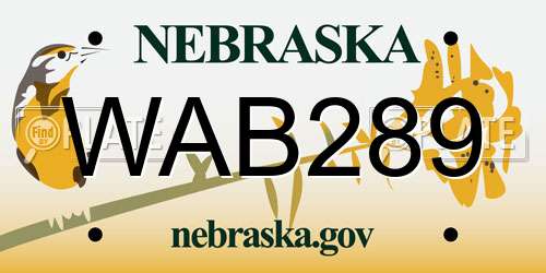 WAB289 Nebraska License Plate