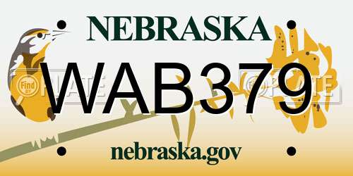 WAB379 Nebraska License Plate