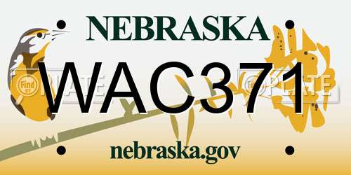 WAC371 Nebraska License Plate
