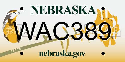 WAC389 Nebraska License Plate
