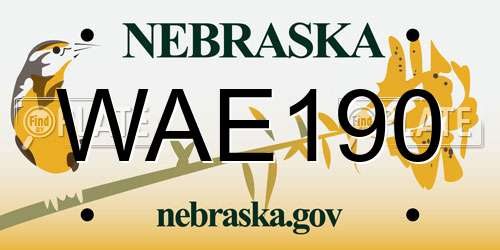 WAE190 Nebraska License Plate
