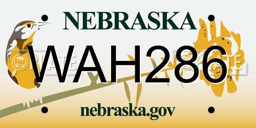 WAH286 Nebraska License Plate