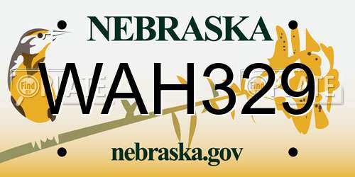 WAH329 Nebraska License Plate