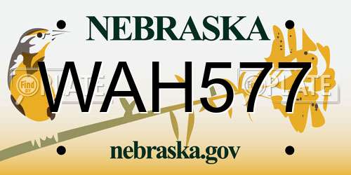 WAH577 Nebraska License Plate