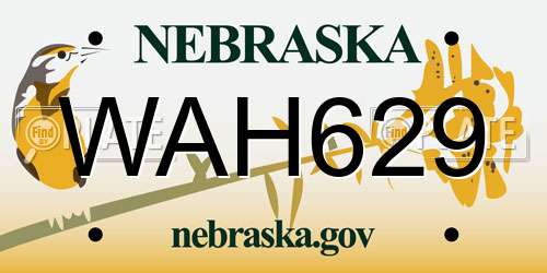 WAH629 Nebraska License Plate