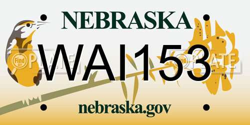 WAI153 Nebraska License Plate
