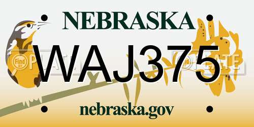 WAJ375 Nebraska License Plate