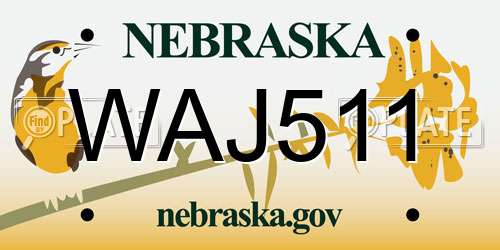 WAJ511 Nebraska License Plate