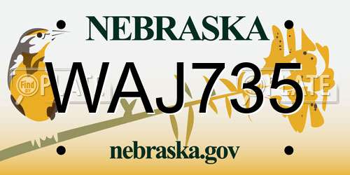 WAJ735 Nebraska License Plate