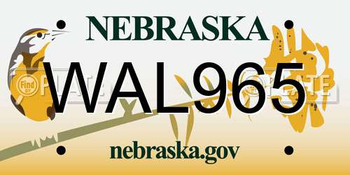 WAL965 Nebraska License Plate
