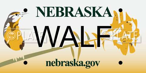 WALF Nebraska License Plate