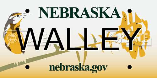 WALLEY Nebraska License Plate