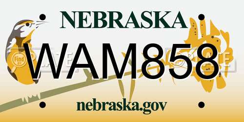 WAM858 Nebraska License Plate
