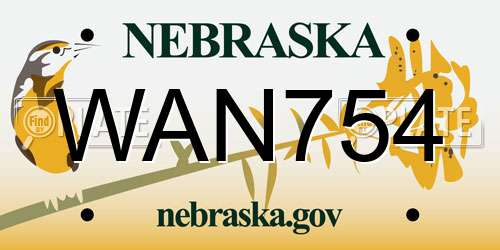 WAN754 Nebraska License Plate