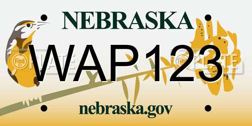 WAP123 Nebraska License Plate