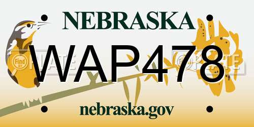 WAP478 Nebraska License Plate