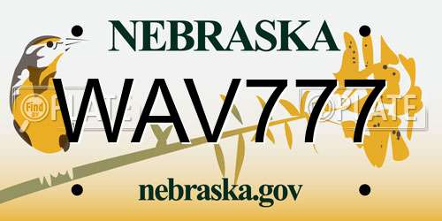 WAV777 Nebraska License Plate