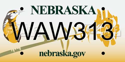 WAW313 Nebraska License Plate