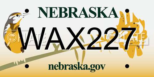 WAX227 Nebraska License Plate