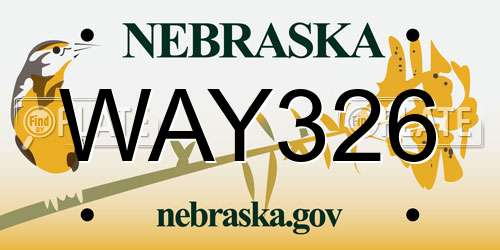 WAY326 Nebraska License Plate