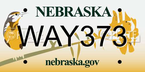 WAY373 Nebraska License Plate
