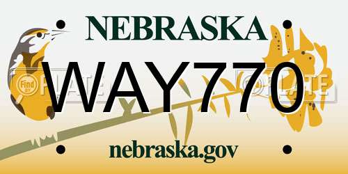 WAY770 Nebraska License Plate