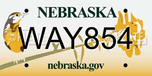 WAY854 Nebraska License Plate