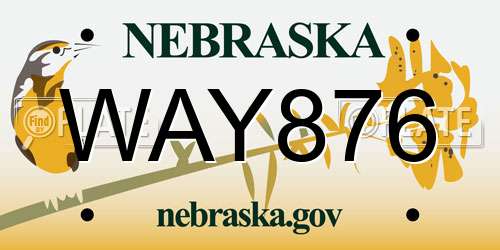 WAY876 Nebraska License Plate