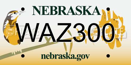 WAZ300 Nebraska License Plate