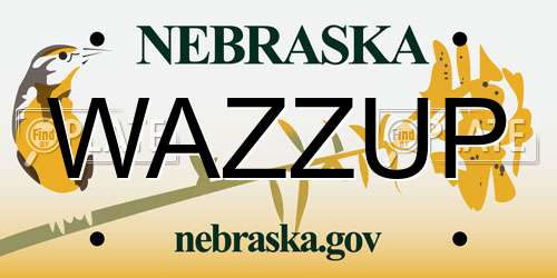 WAZZUP Nebraska License Plate