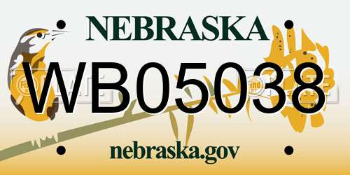WB05038 Nebraska License Plate