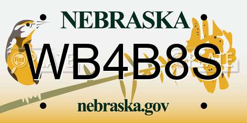 WB4B8S Nebraska License Plate