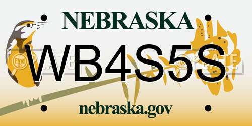 WB4S5S Nebraska License Plate