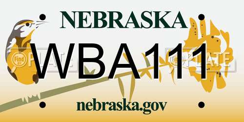 WBA111 Nebraska License Plate