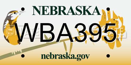WBA395 Nebraska License Plate