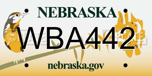 WBA442 Nebraska License Plate