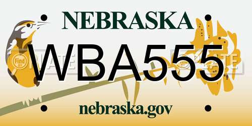 WBA555 Nebraska License Plate