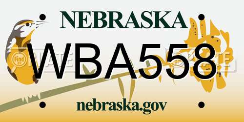 WBA558 Nebraska License Plate