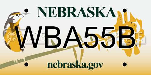 WBA55B Nebraska License Plate