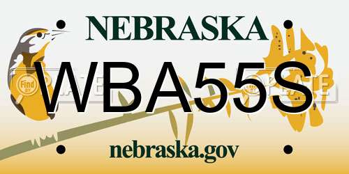 WBA55S Nebraska License Plate
