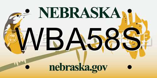 WBA58S Nebraska License Plate