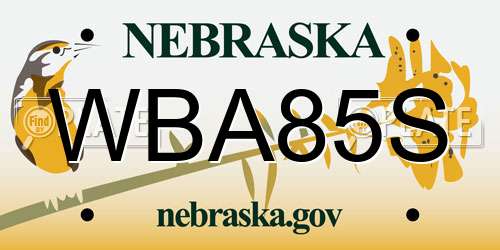 WBA85S Nebraska License Plate