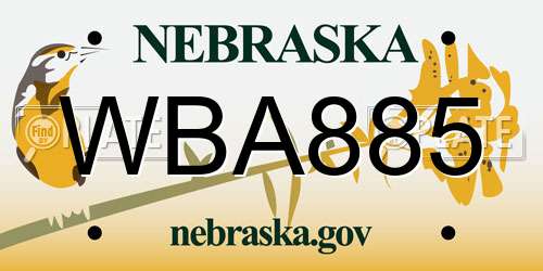 WBA885 Nebraska License Plate