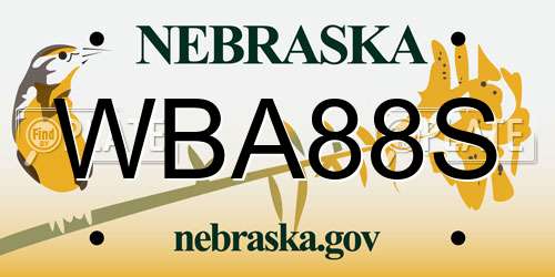 WBA88S Nebraska License Plate